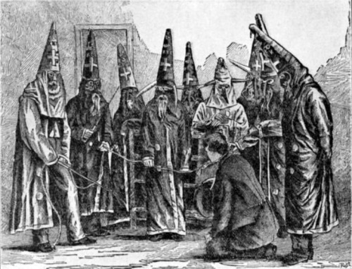 KKK costumes in N.C., 1870. Engraving by US Marshall JG Hester. NY Public Library.