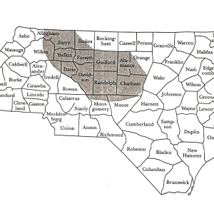 Shaded area, including upper Moore County, NC, was a principle area of Unionist activity.